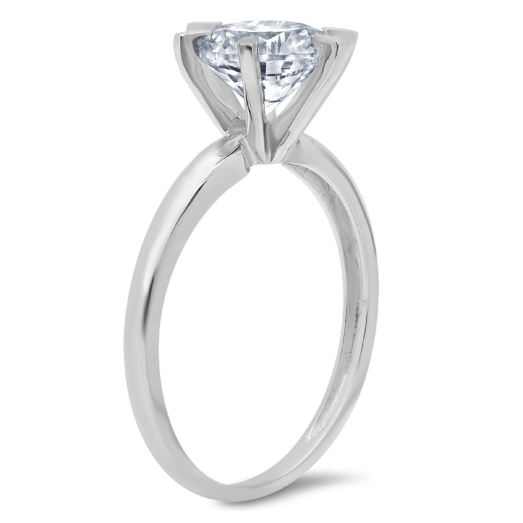 18K White Gold Solitaire Ring SZ 6.75 R248