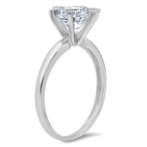 18K White Gold Solitaire Ring SZ 6.75 R248