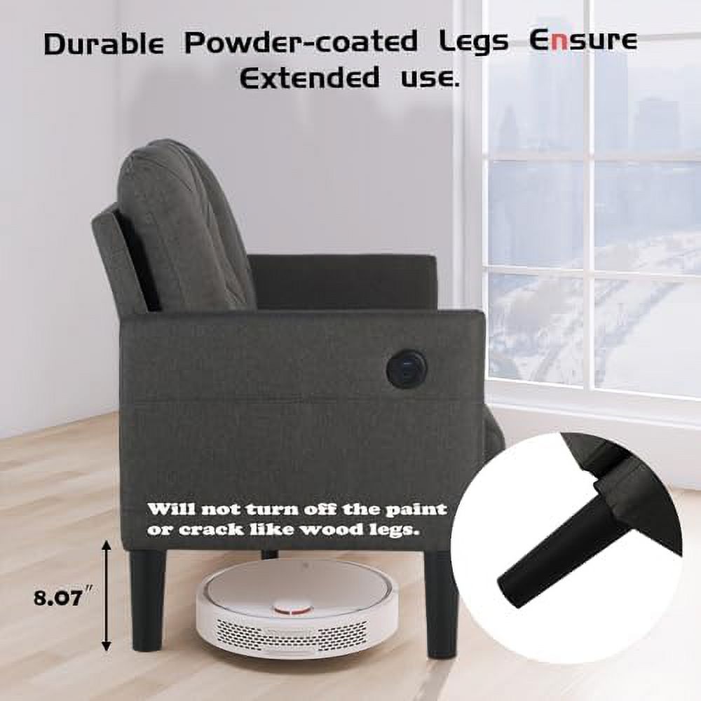 Tufted 2 Seater Loveseat Sofa Couch with Charger Port & Pocket U66466