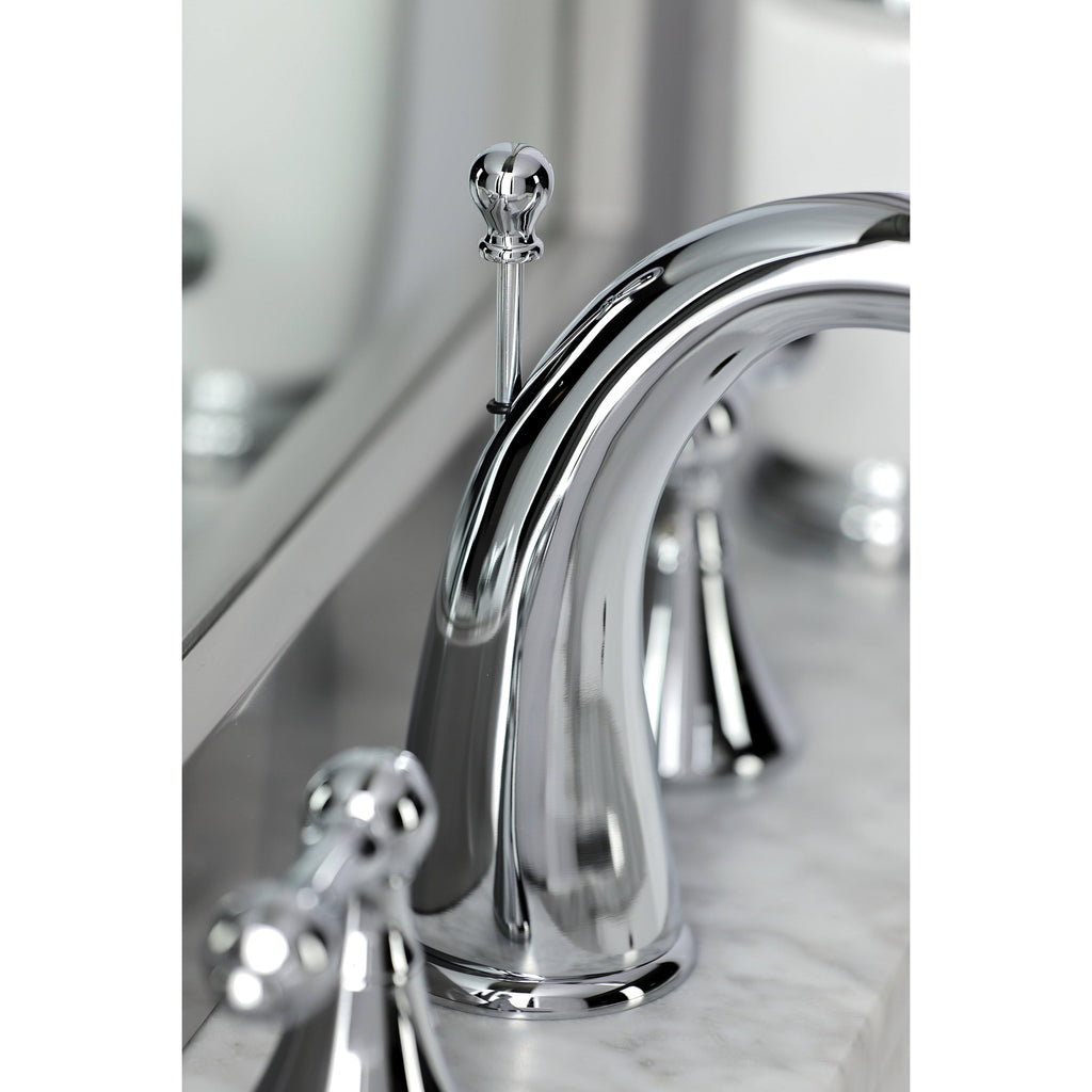 Brushed Nickel Widespread Bathroom Faucet with Brass Pop-Up J509492
