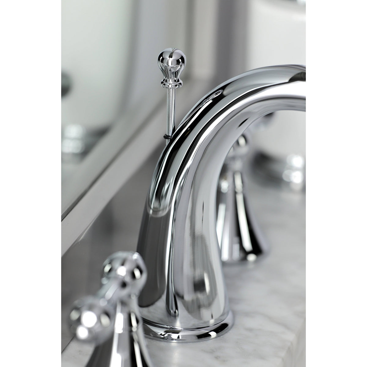 Brushed Nickel Widespread Bathroom Faucet with Brass Pop-Up J509492