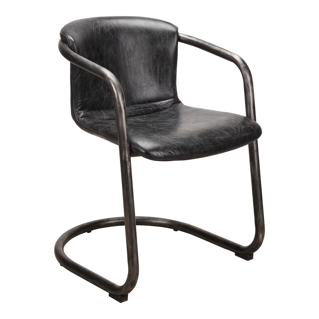 Onyx Black Leather Dining Chair Set Of Two E53457