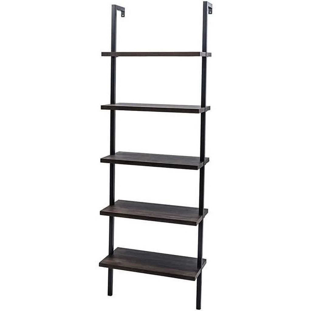 5-Shelf Wood Ladder Bookcase with Metal Frame N442319