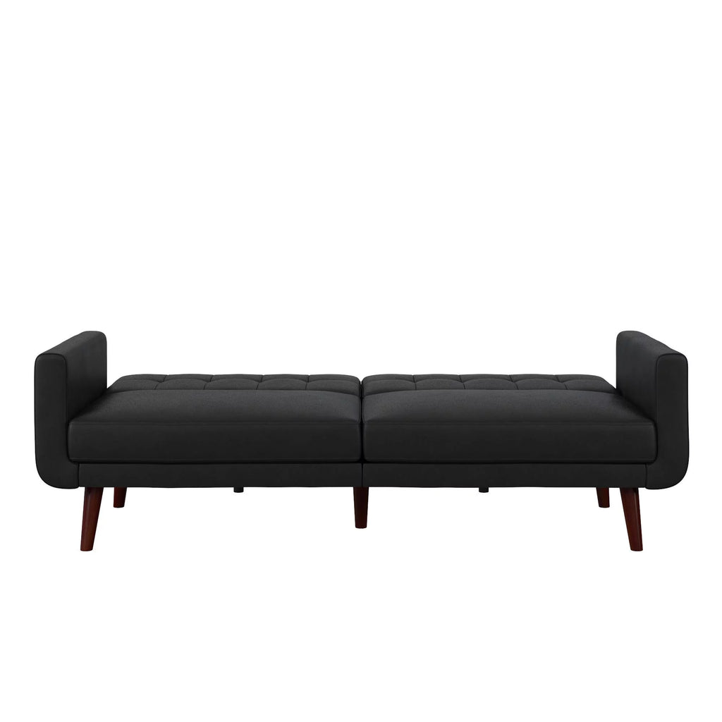 Black Faux Leather Futon U91122