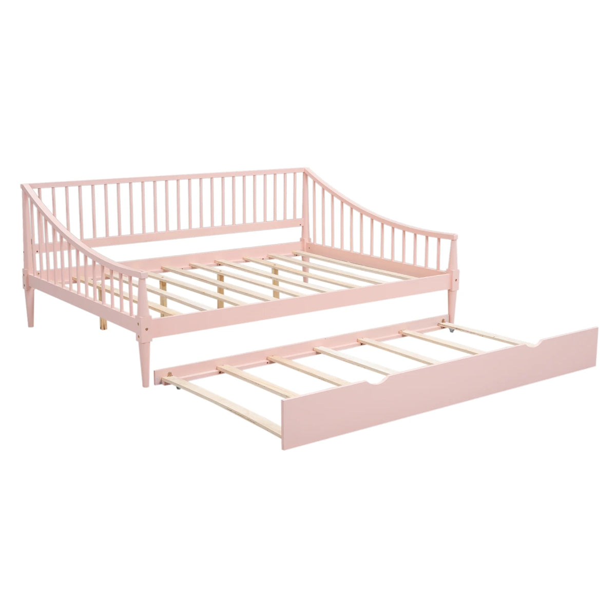 Pink Full Size Wood Daybed with Twin Trundle S845820