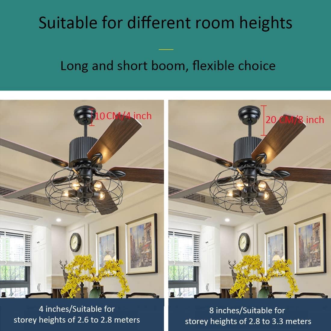Black Industrial Ceiling Fan with Light and Remote, 5 Wood Blades, 5-Lights E26 Z9699