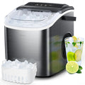 Black Stainless Steel Countertop Ice Maker with Scoop & Basket G137611