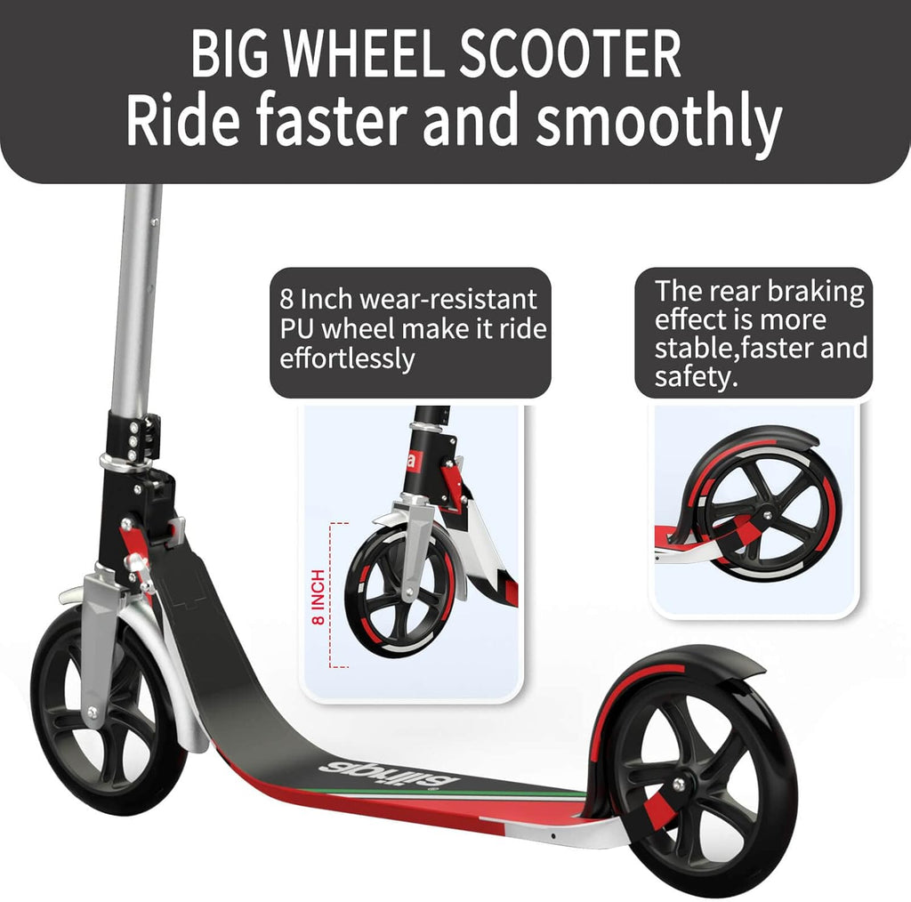 Foldable Kick Scooter with Big Wheel, 4 Level Height Adjustable C27954