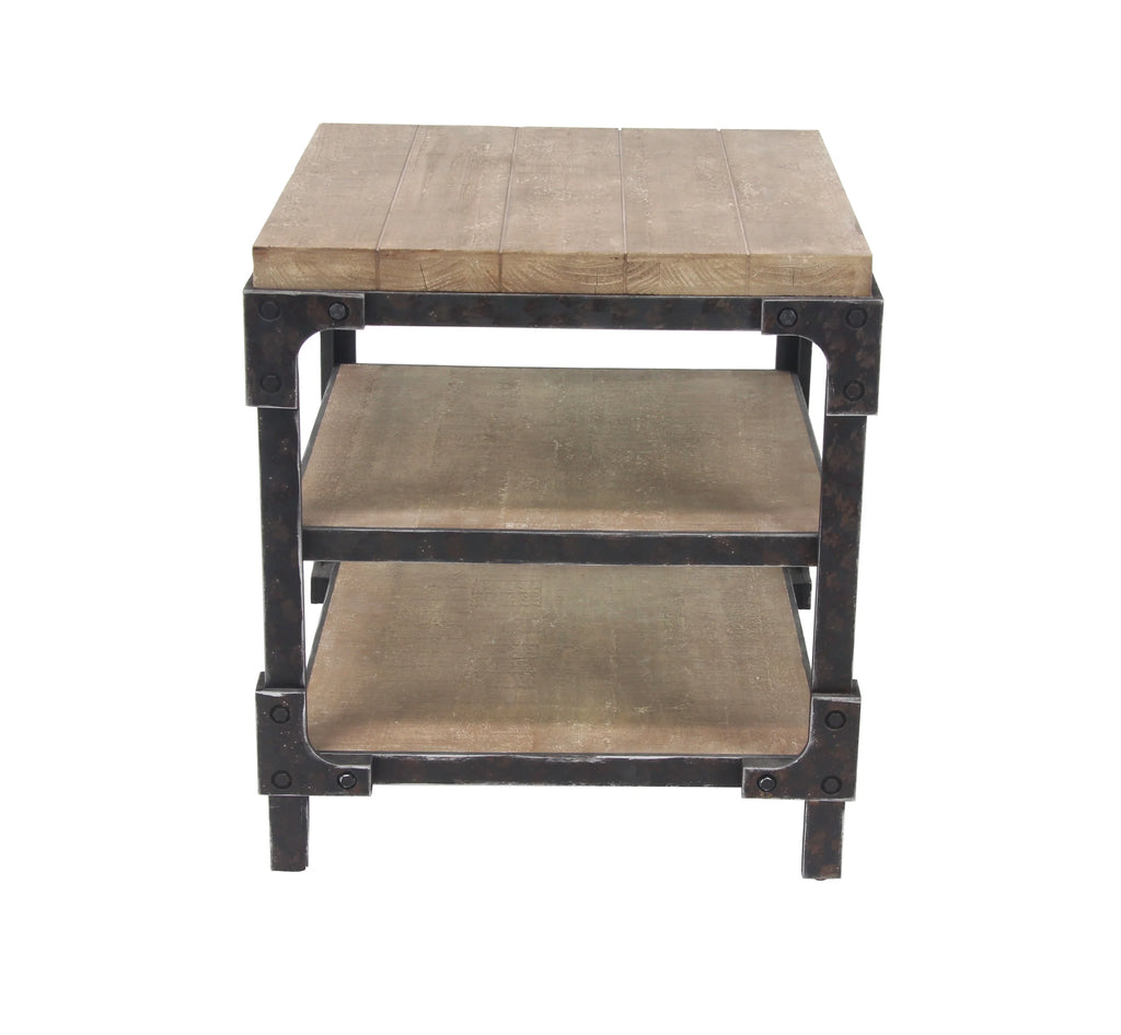 24" x 26" Brown Wood 2 Shelves Accent Table T53124