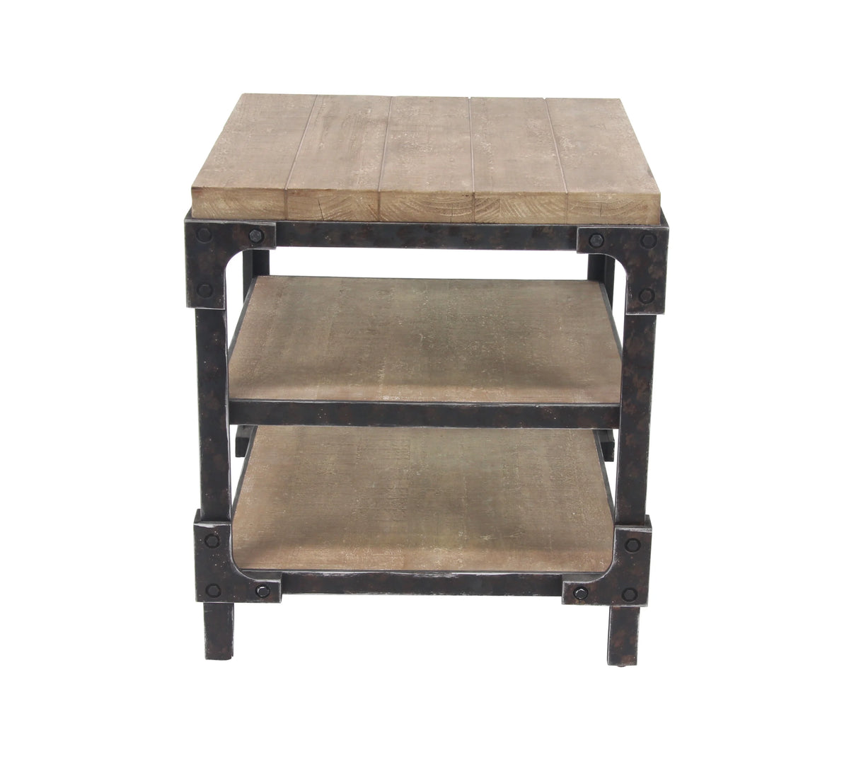 24" x 26" Brown Wood 2 Shelves Accent Table T53124