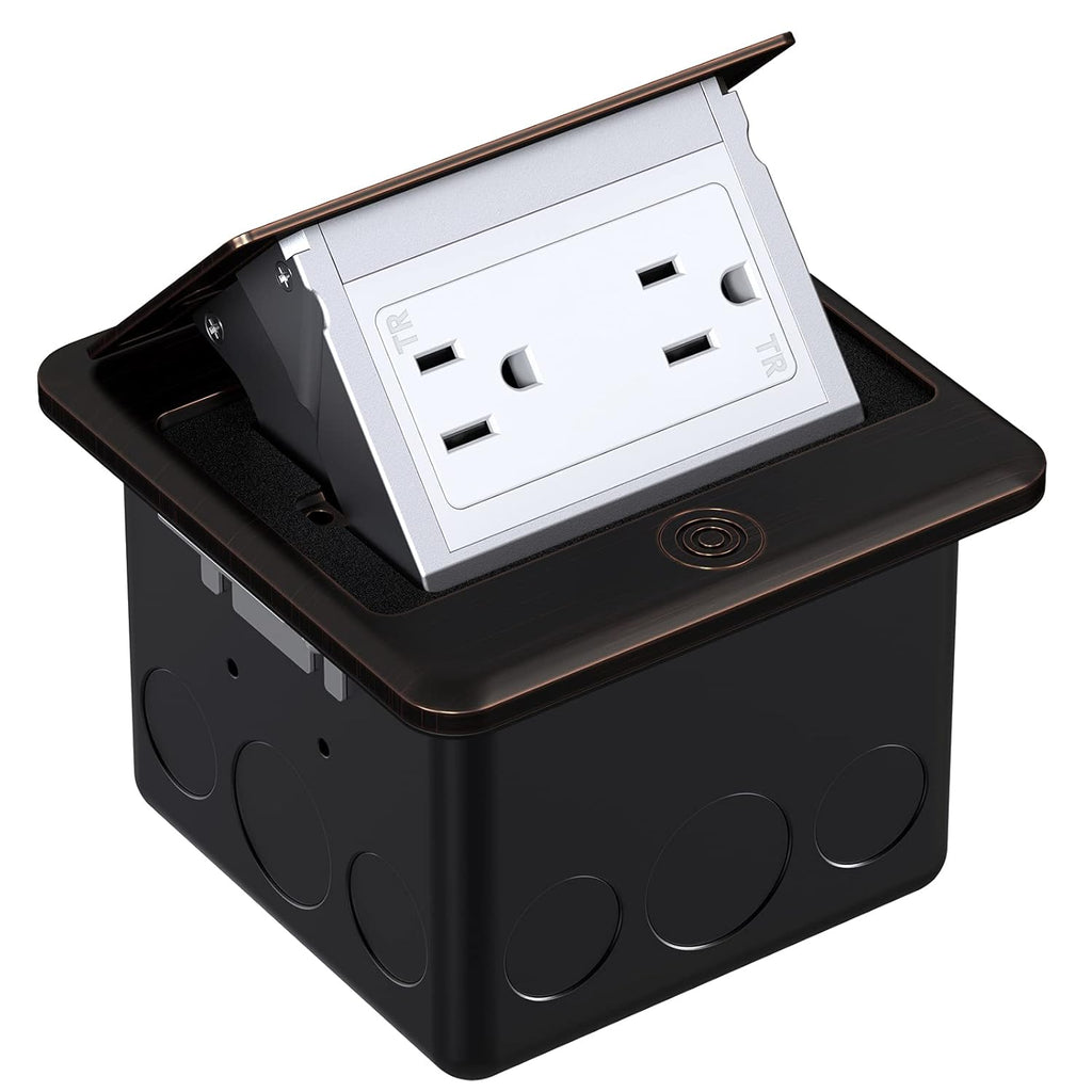 Brushed Nickel Pop Up Floor Outlet Box with Tamper-Resistant Receptacle, Pack of 2 U3949
