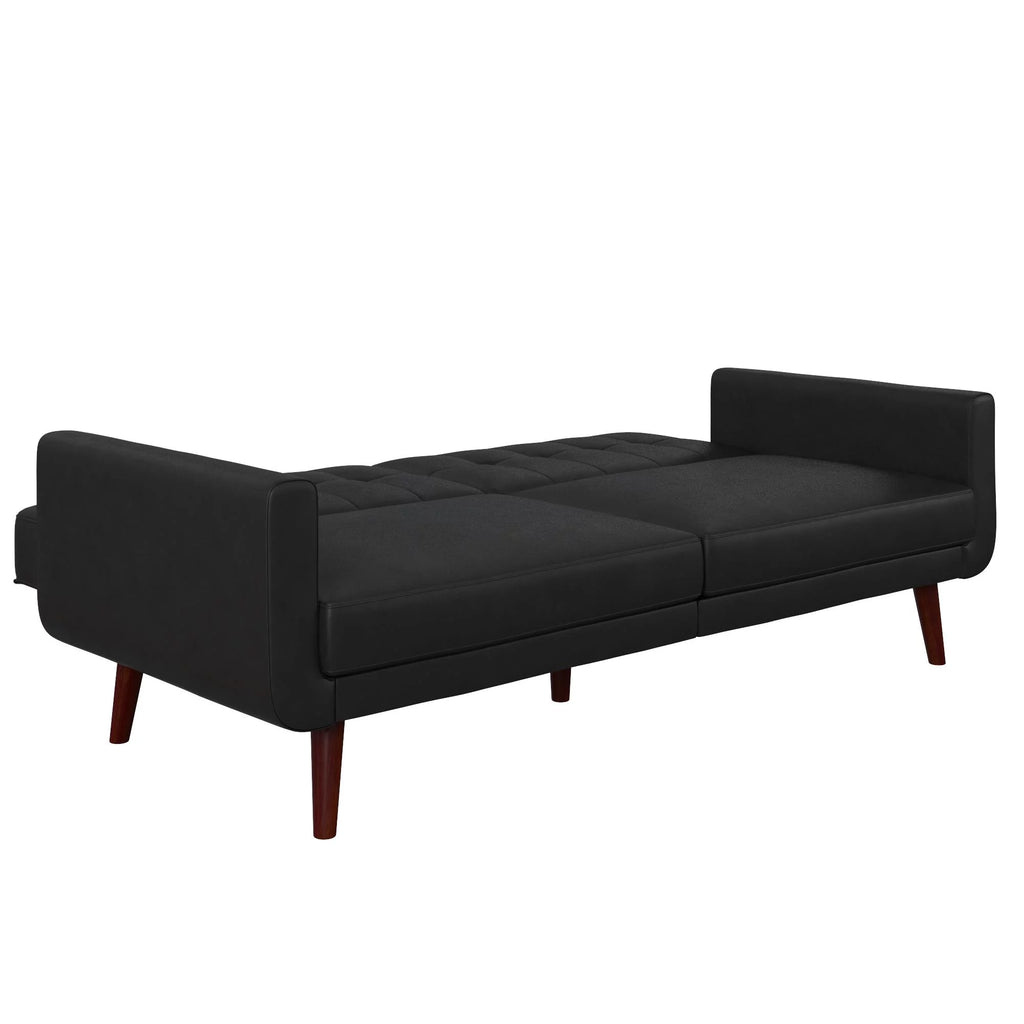 Black Faux Leather Futon U91122