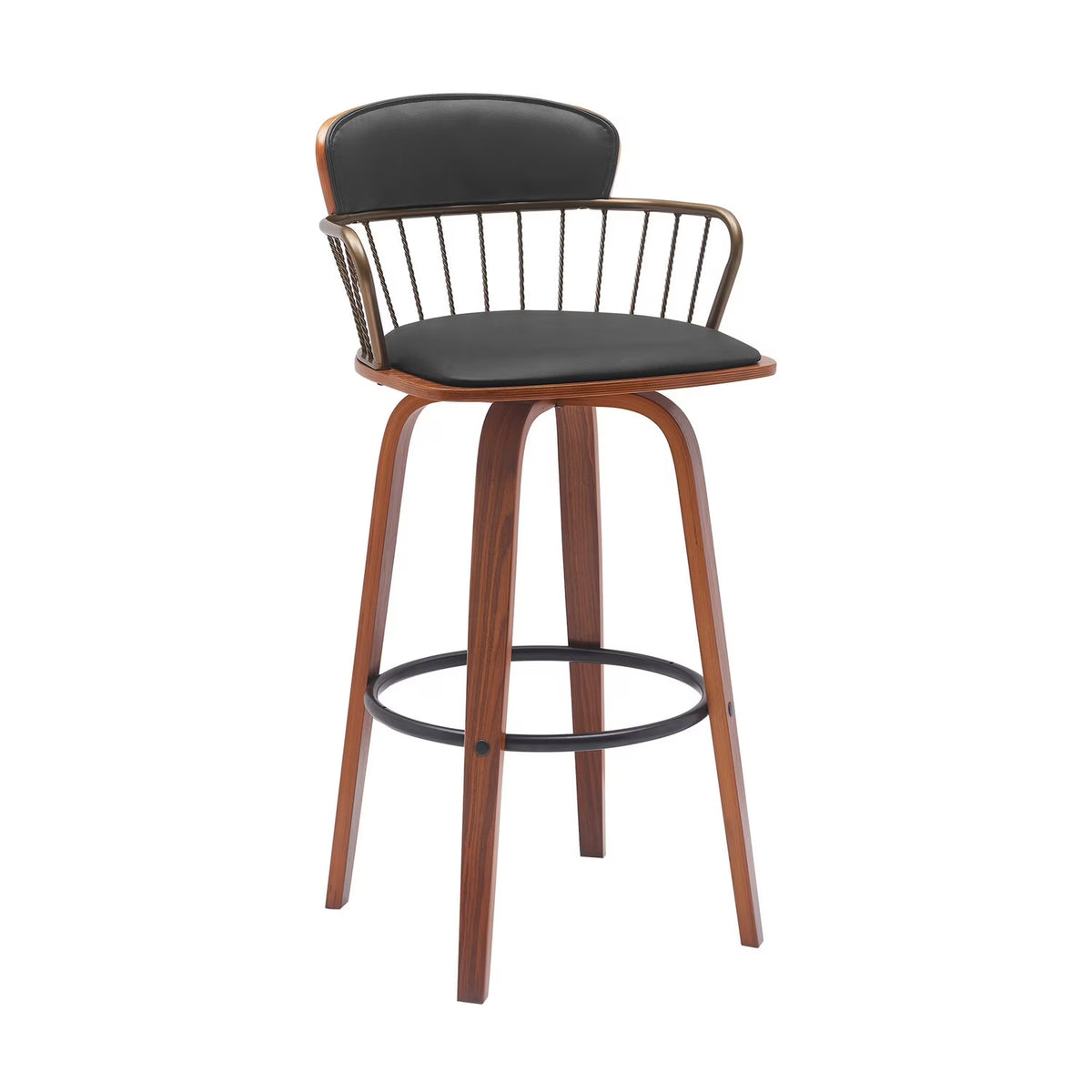 Black Faux Leather Barstool Chair A894