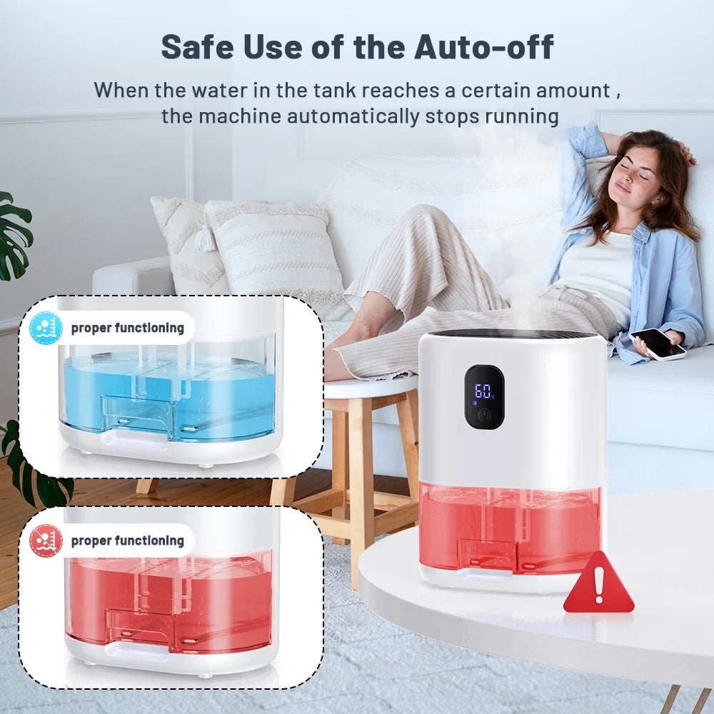 1000ml Portable Dehumidifier, Auto Defrost, Ultra Quiet, White P385634