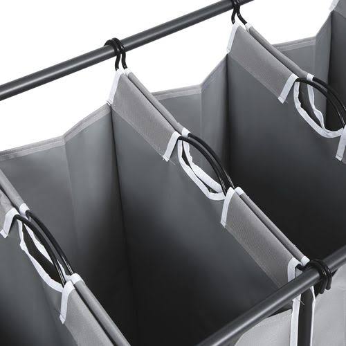 Gray 4-Bag Rolling Laundry Sorter with Hanging Bar Y953