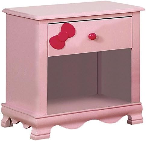 Pink Wood 1-Drawer Nightstand O92486