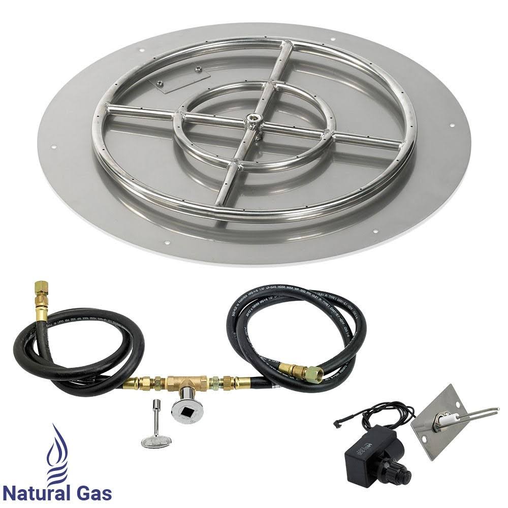 24x22 Round Stainless Steel Flat Pan with Spark Ignition Kit Natural Gas Z97681