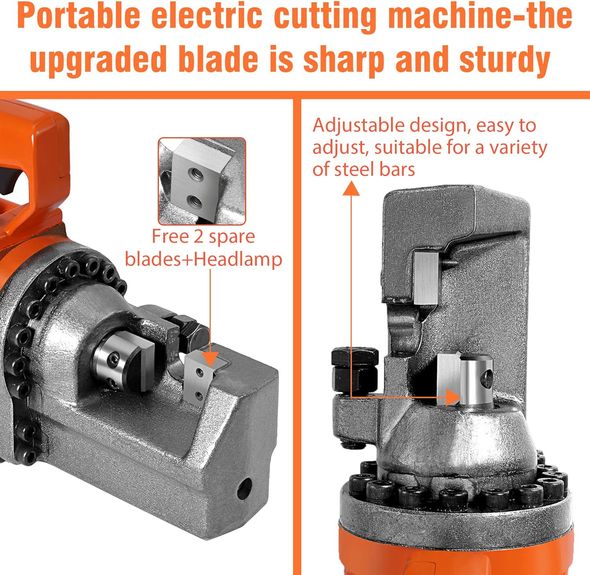 Electric Hydraulic Rebar Cutter, 1350W, Cutting up to 7/8 Inch 4-22mm #7 Rebar, with Replaceable Jaw Blades (AC 110V) W7332