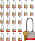 24 Keyed-Alike Padlocks with Long Shackle, 48 Keys, Hardened Steel Case, Brass Pin Cylinder I75937