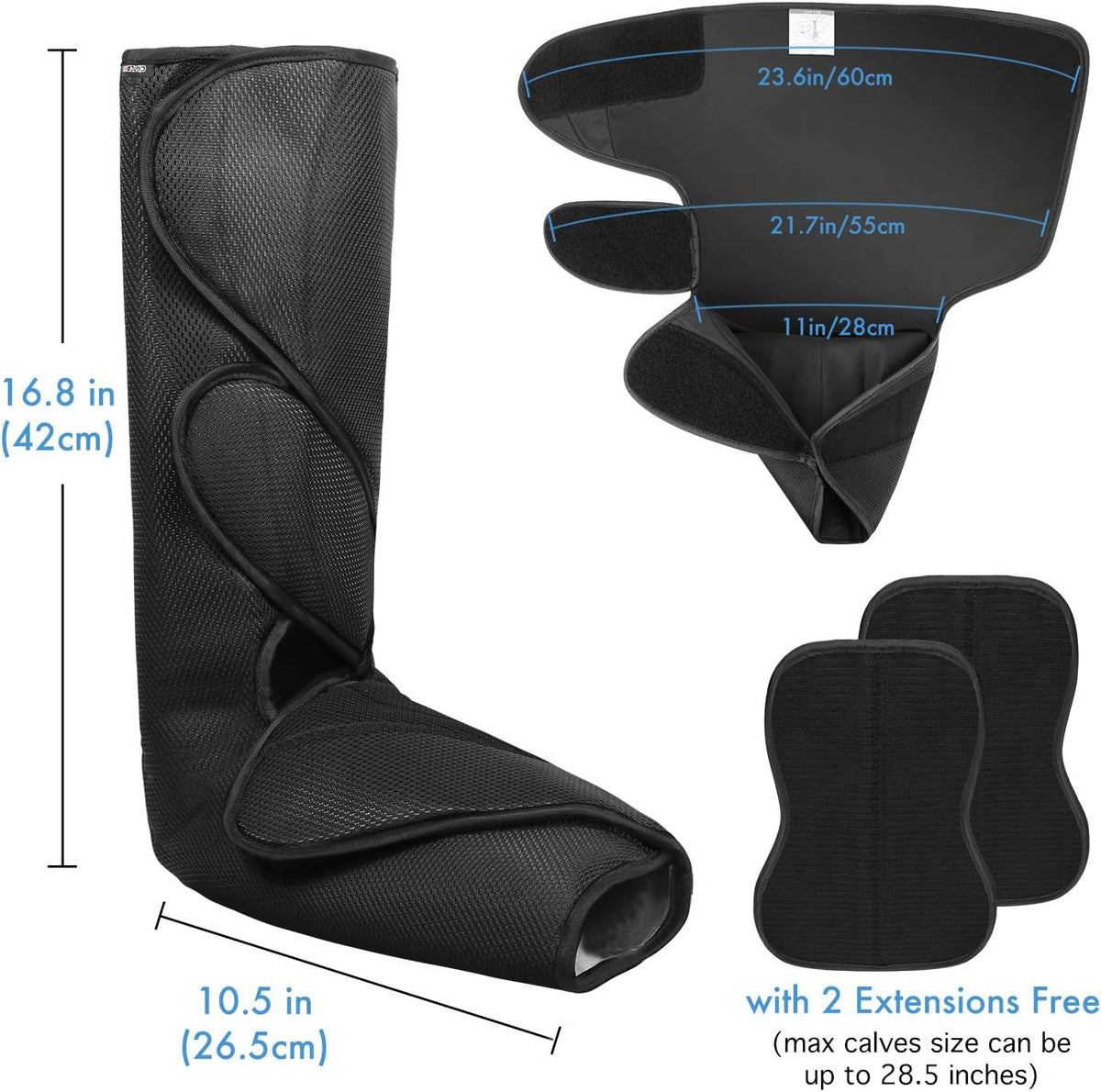 Leg Massager with Portable Handheld Controller - 2 Modes & 3 Intensities (Black) B667024