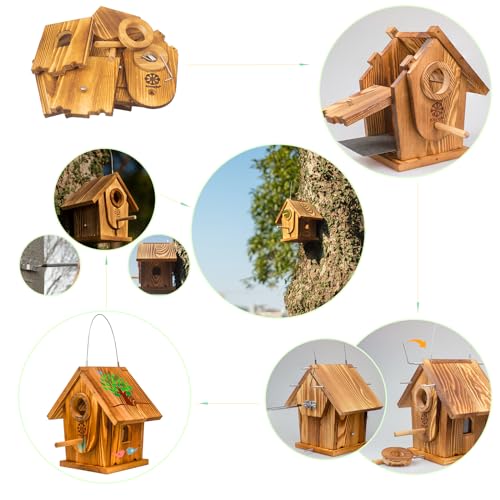 Carbonized Solid Mortise & Tenon Bird House DIY Kit D81775