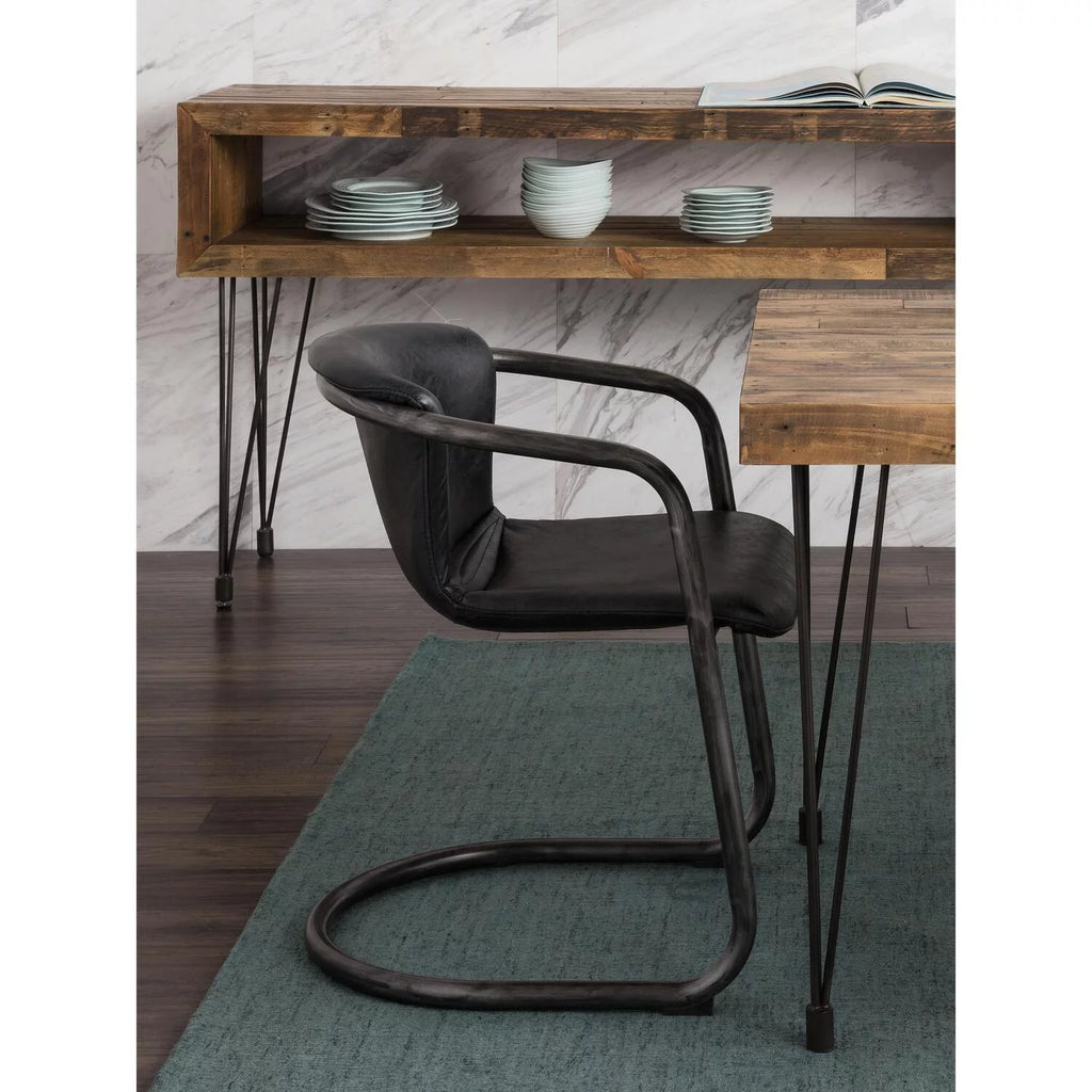 Onyx Black Leather Dining Chair Set Of Two E53457