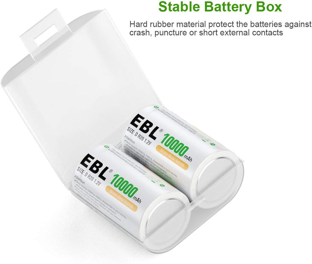 D Cells 10000mAh Rechargeable Batteries (4 Counts) with Battery Charger Pack of 2 Z365