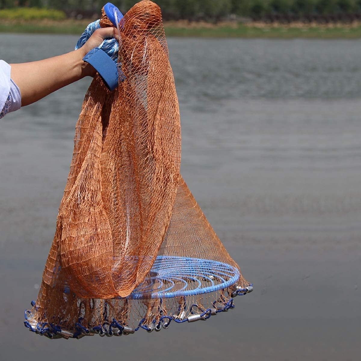 Fishing Net with Lead Sinkers 7ft Radius O43876