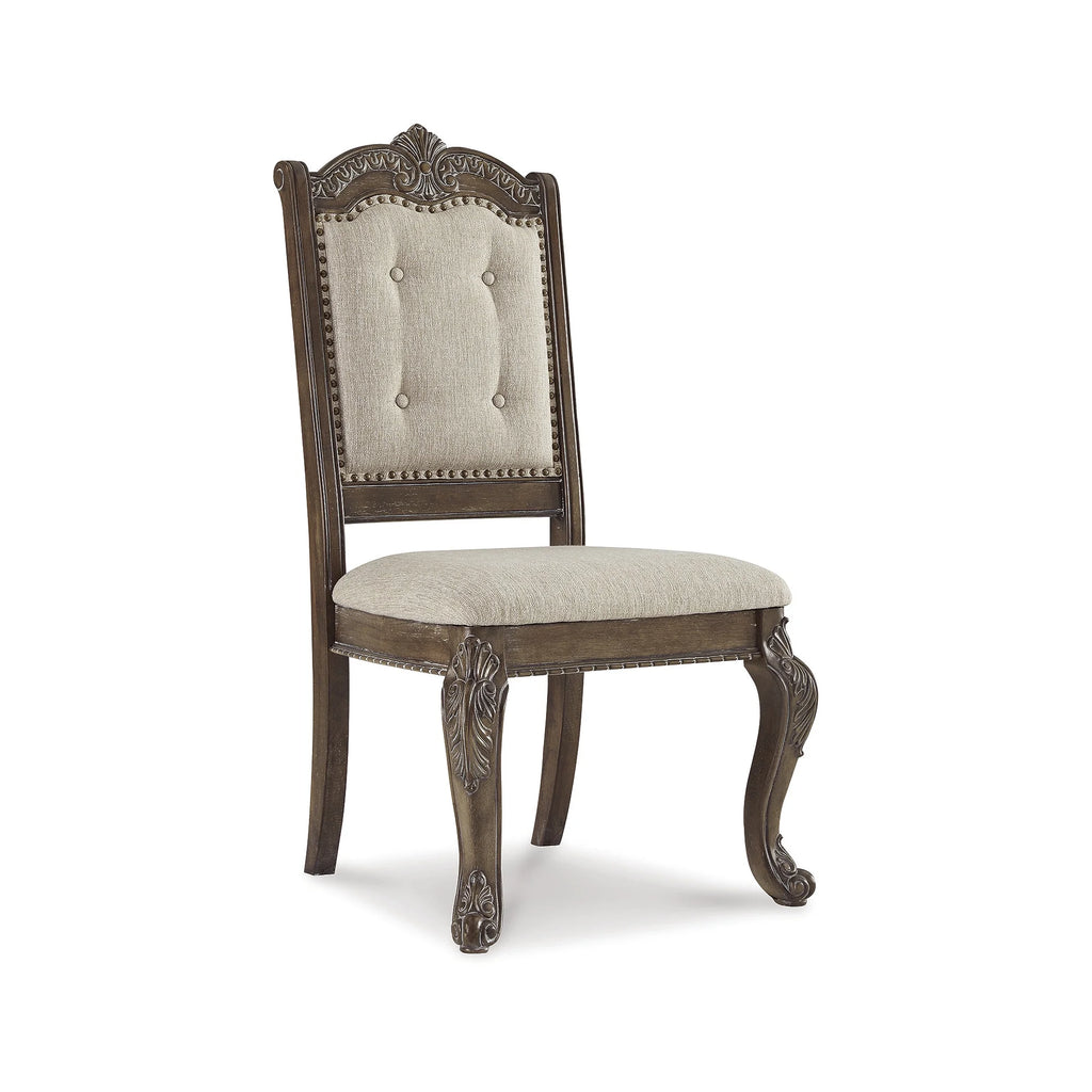 Antique Upholstered Dining Chair, Set of 2, Brown Z7248