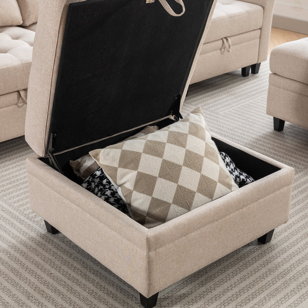 U/L Shaped Sectional Sofa Set with Storage Ottoman O3161