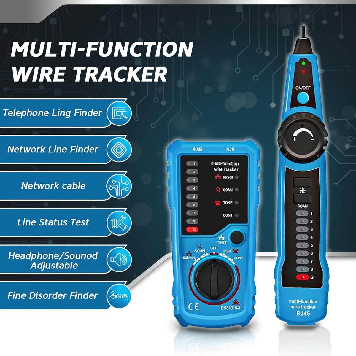 RJ11 RJ45 Multifunction Wire Tracker Cable Tester N4516