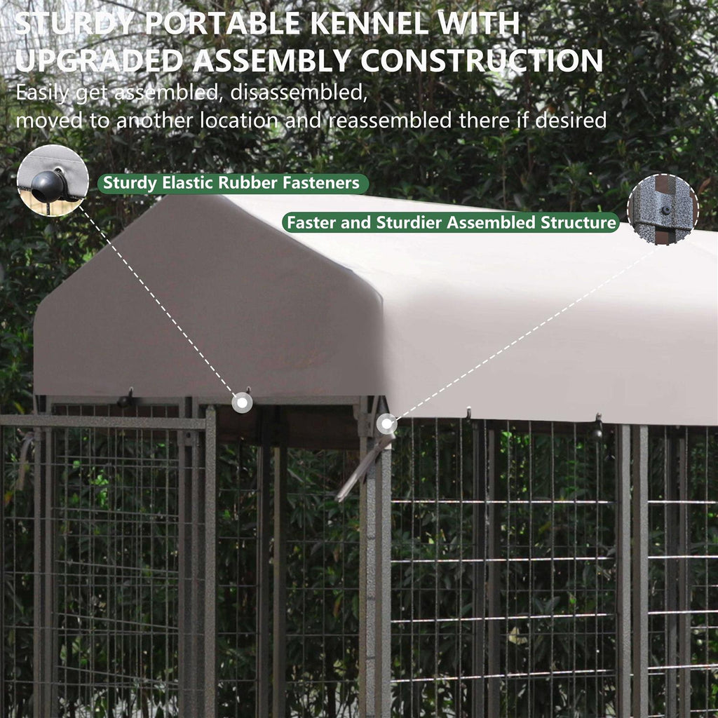 Outdoor Dog Kennel with Feeding Door and Cover O426140