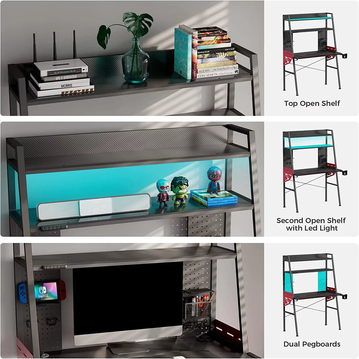 43'' Gaming Desk with Shelves K87307