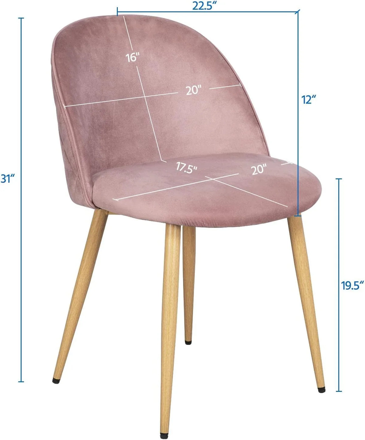Pink Velvet Accent Chairs with Metal Legs, Set of 2 Q555576