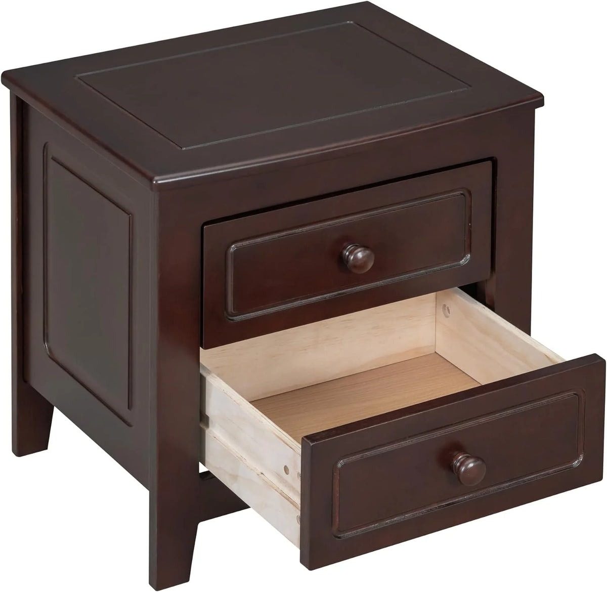 Dark Walnut 2 Drawer Solid Wood Nightstand K804