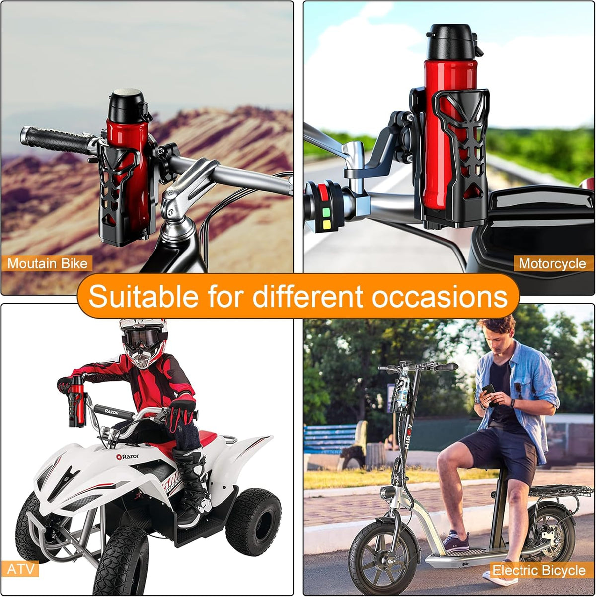 Motorcycle Cup Holder with Atmosphere Light, 360° Rotation, Max Load 32oz G381