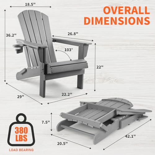 Folding Adirondack Chairs Set of 2 with Cup Holder W100779