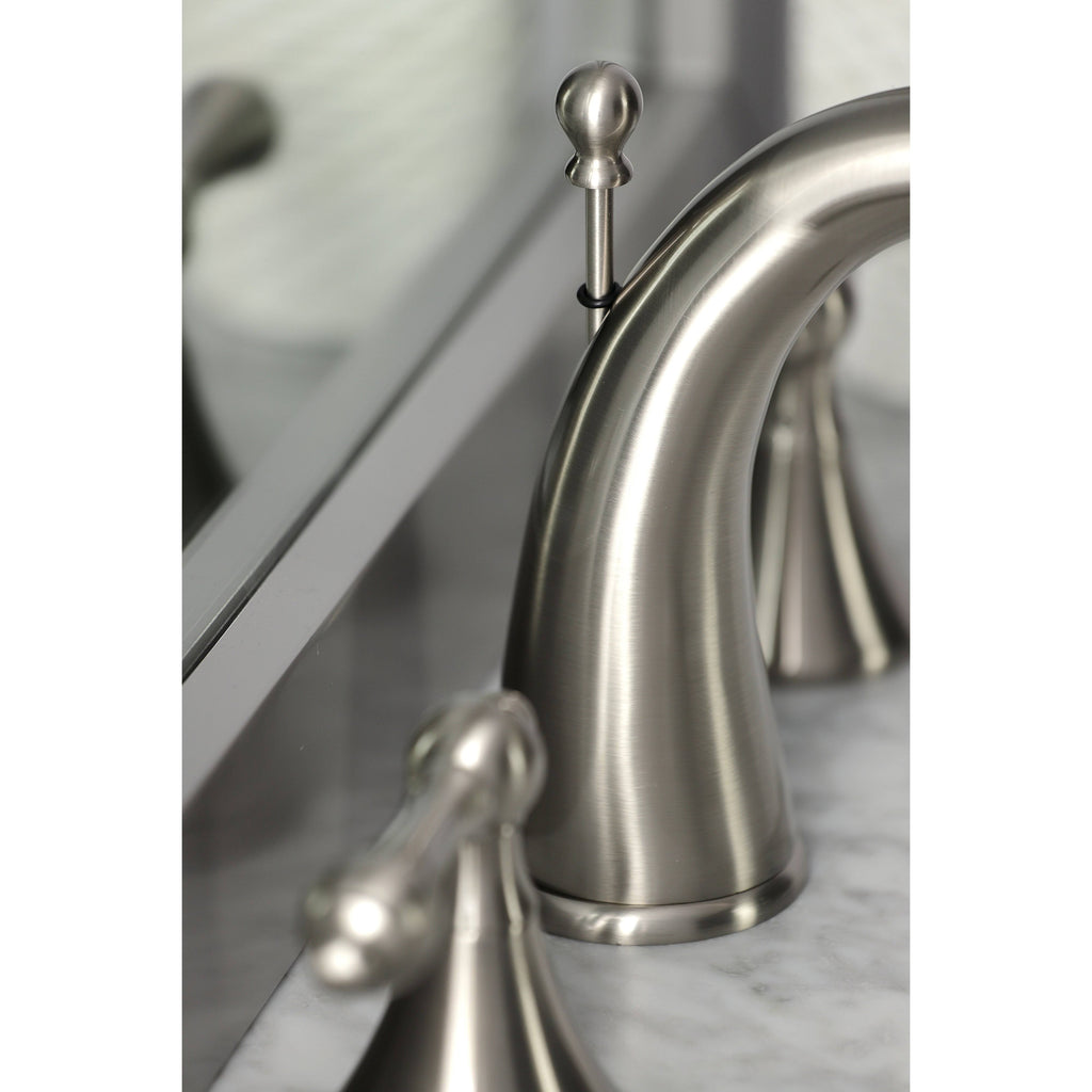 Brushed Nickel Widespread Bathroom Faucet with Brass Pop-Up J509492