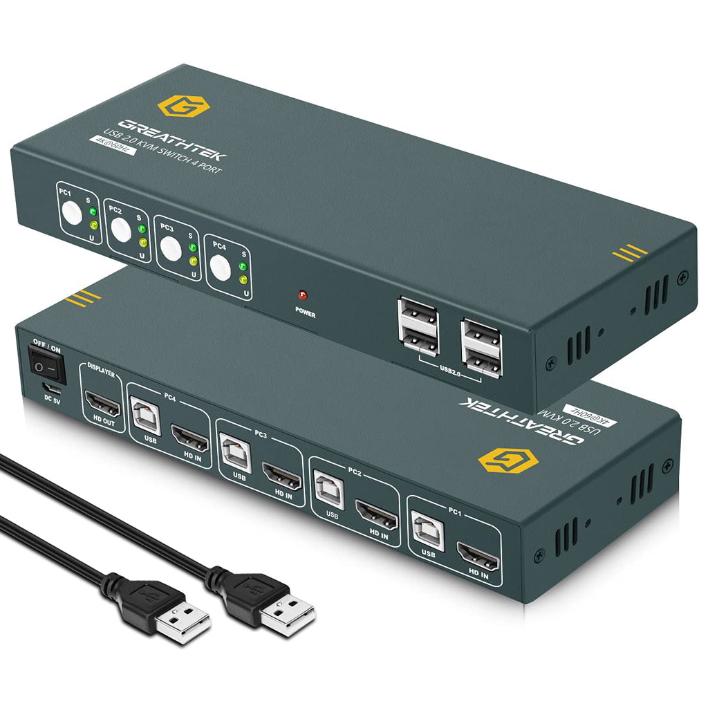 HDMI 4 Port 4K@60Hz KVM Switch with USB2.0 and Cables K7999