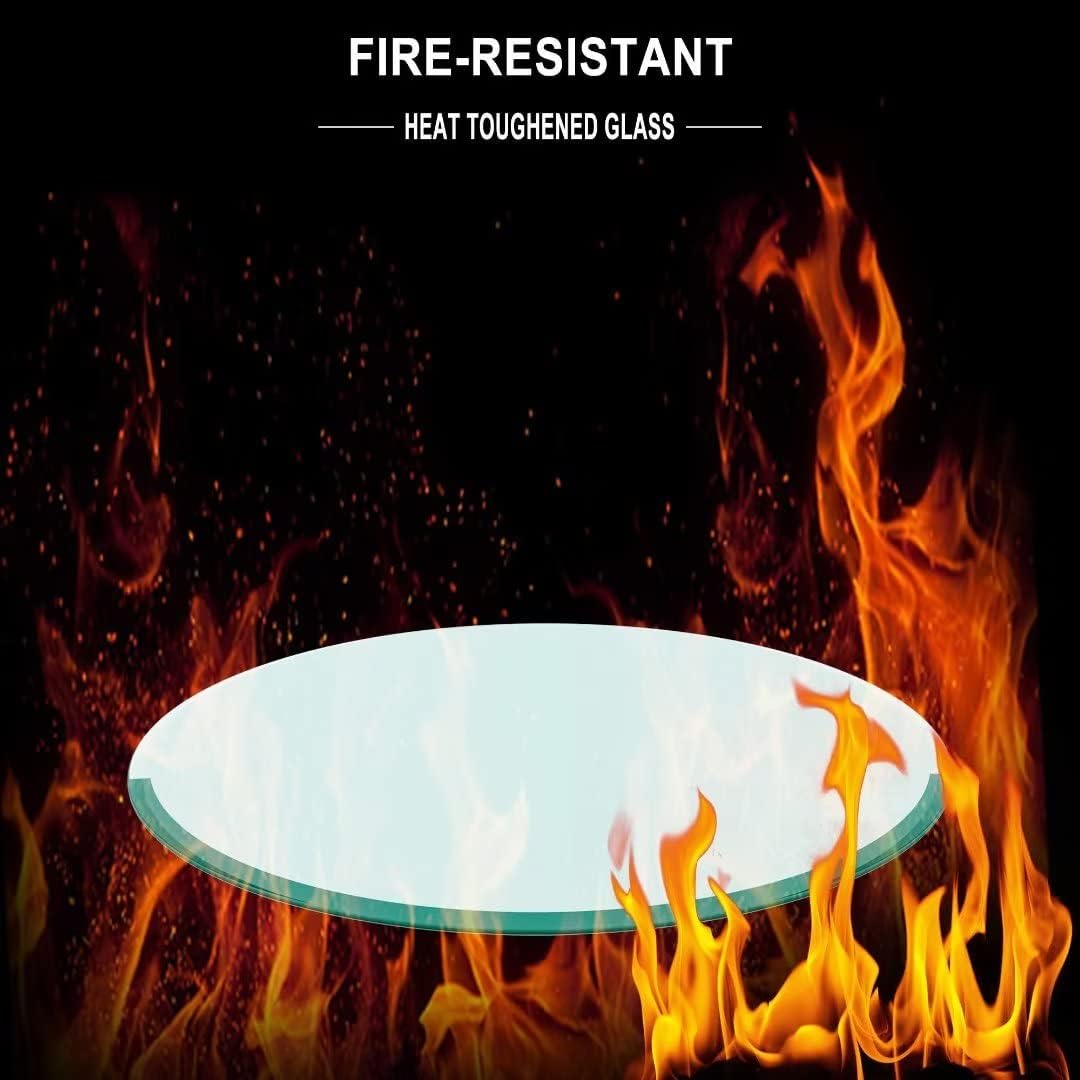 24 Inch Round Tempered Glass Table Top Clear 1/2 Inch Thick Beveled Polished Edge E574038