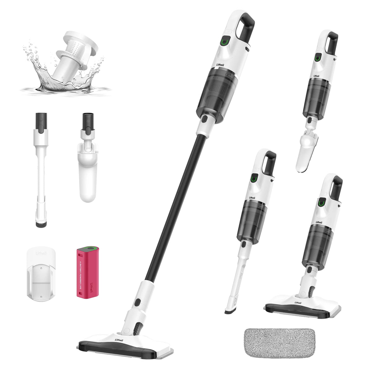 6-In-1 Cordless Vacuum Cleaner with 4Ah Battery White U7445