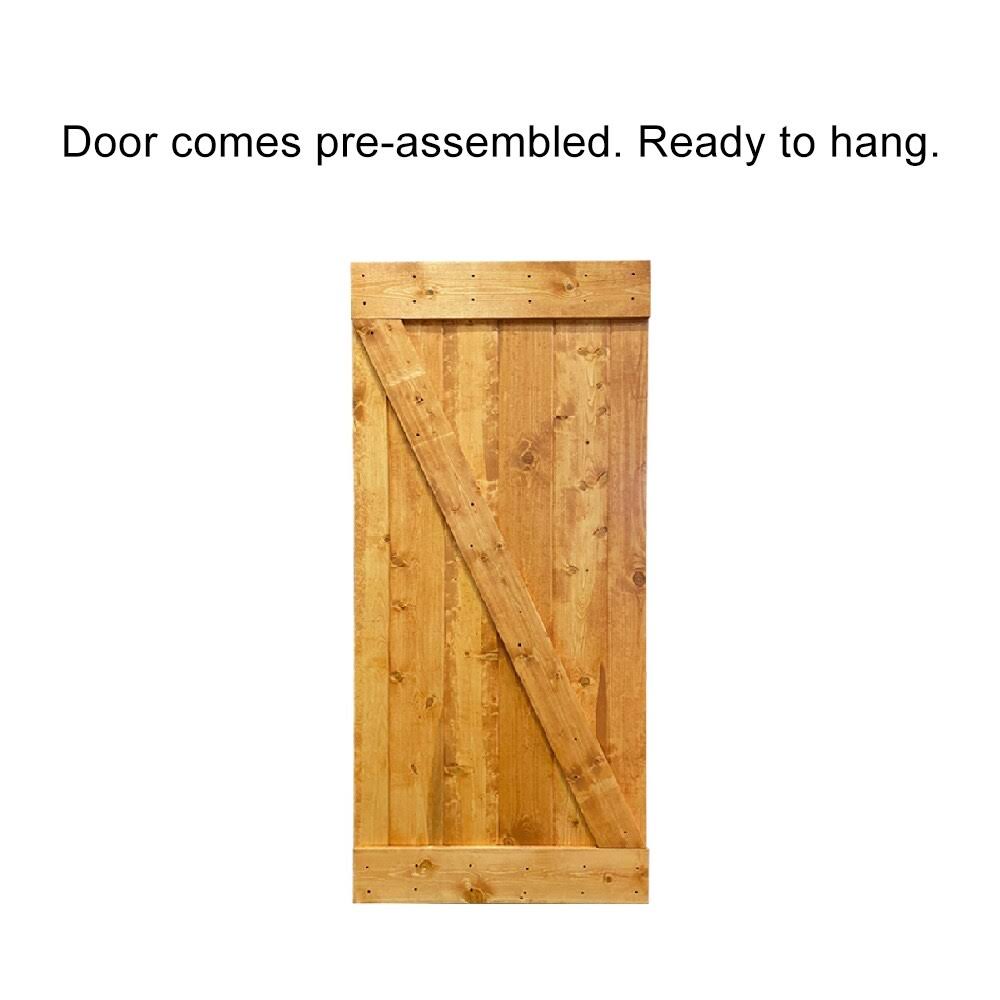 White Stained Wood Interior Sliding Barn Door with Hardware Kit X6729