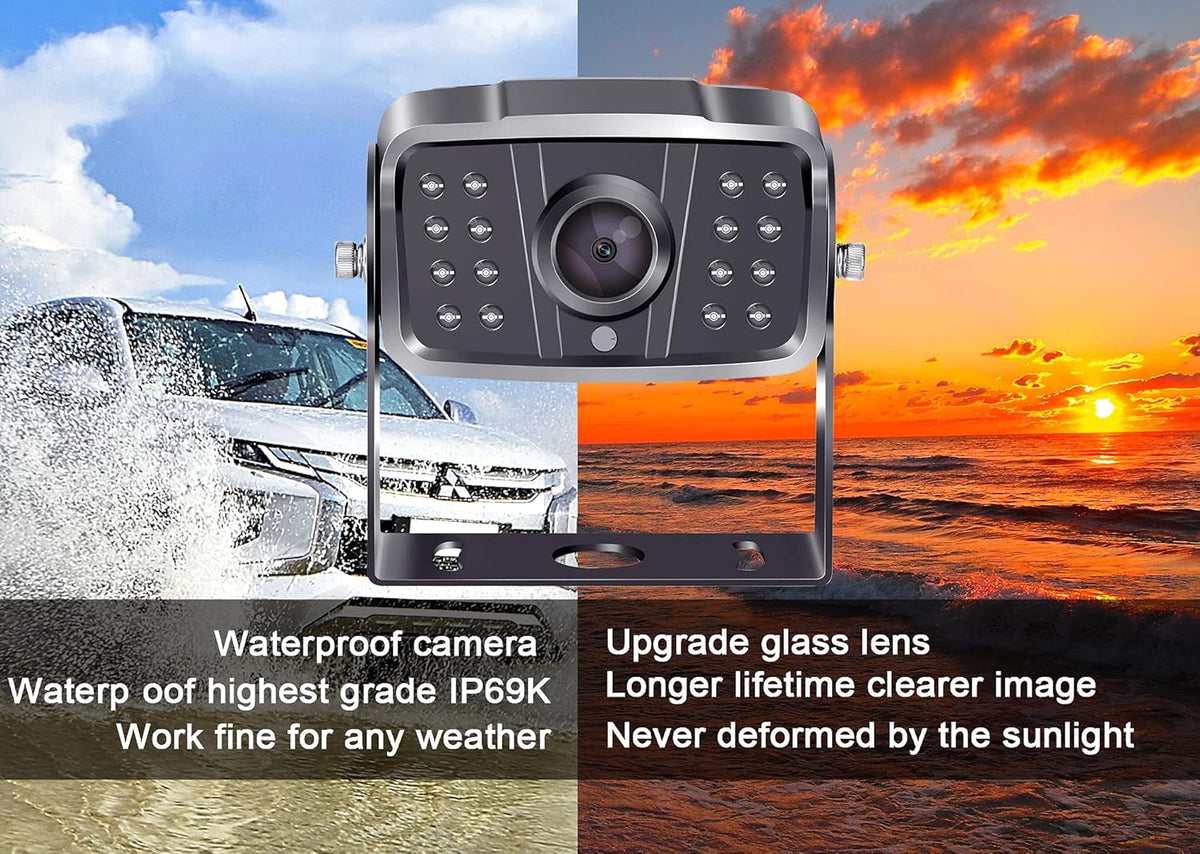 Wireless Backup Camera HD 1080P 2 Rear View Cameras 7 Inch DVR Monitor System C47145
