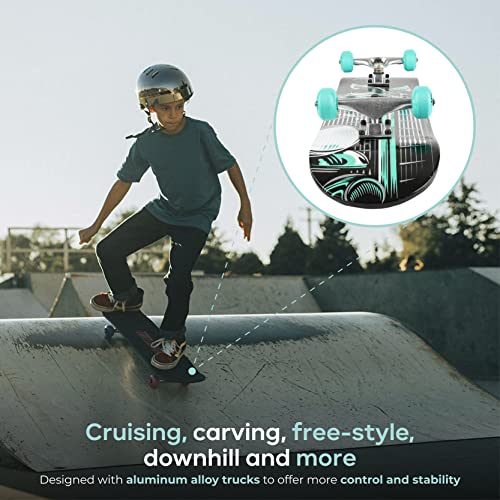 31" Skateboard with Pro Trucks, Full Grip Tape, 9-Ply Maple Deck P856589