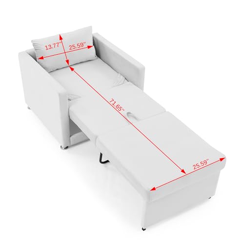 Beige Convertible Sleeper Chair with Ottoman U7716