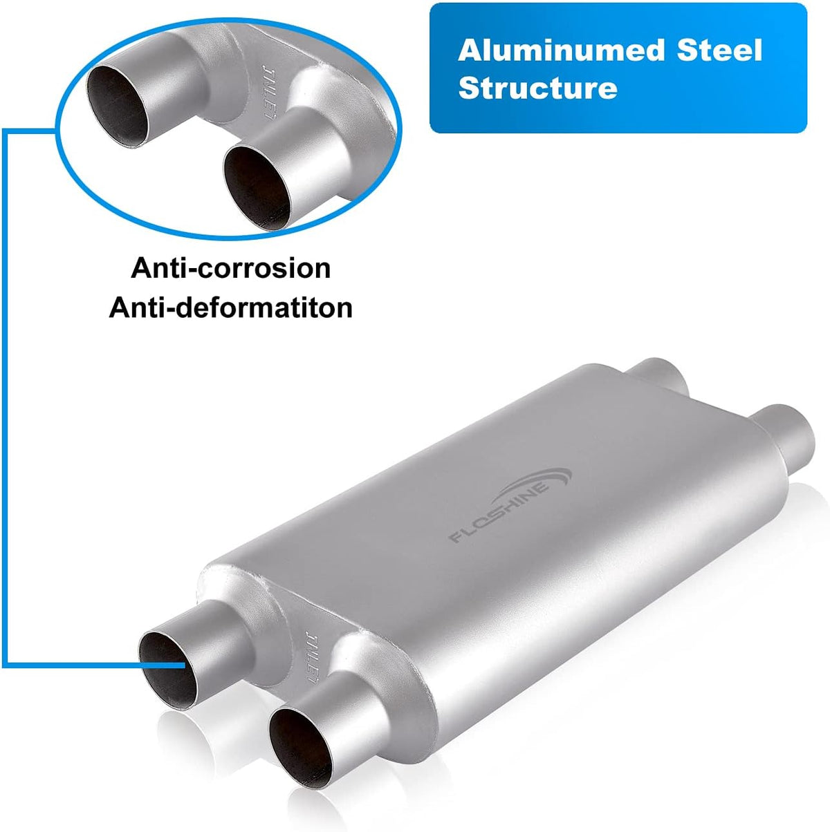 2.25 inch Inlet Outlet Performance Automotive Muffler Exhaust Pack of 2 N45675