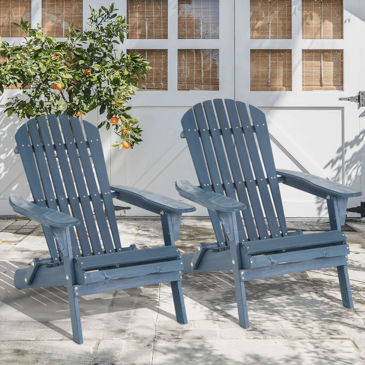 Folding Adirondack Chair Set of 2 Grey S2839