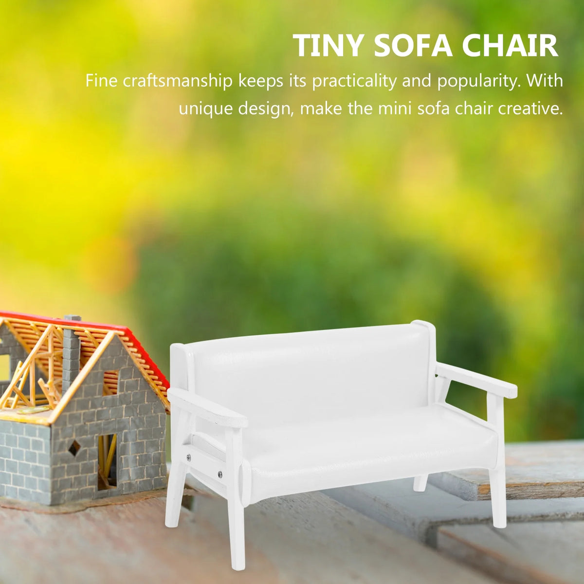 White Leather Wooden Miniature Chair House W60628