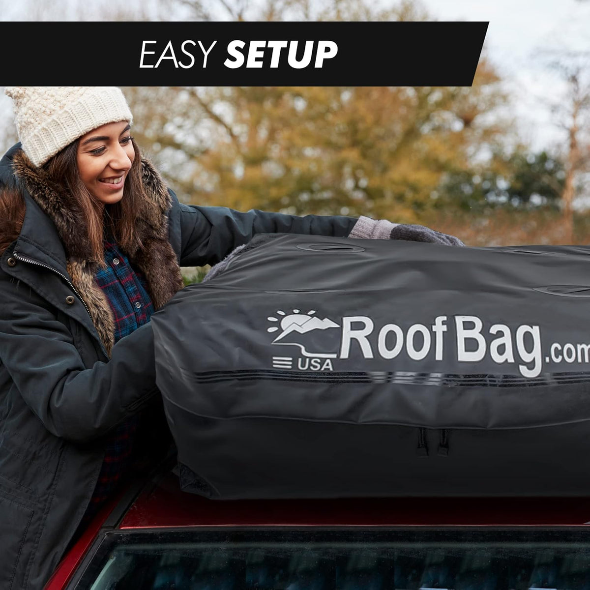 Waterproof Rooftop Cargo Bag with Straps and Storage Bag F80535