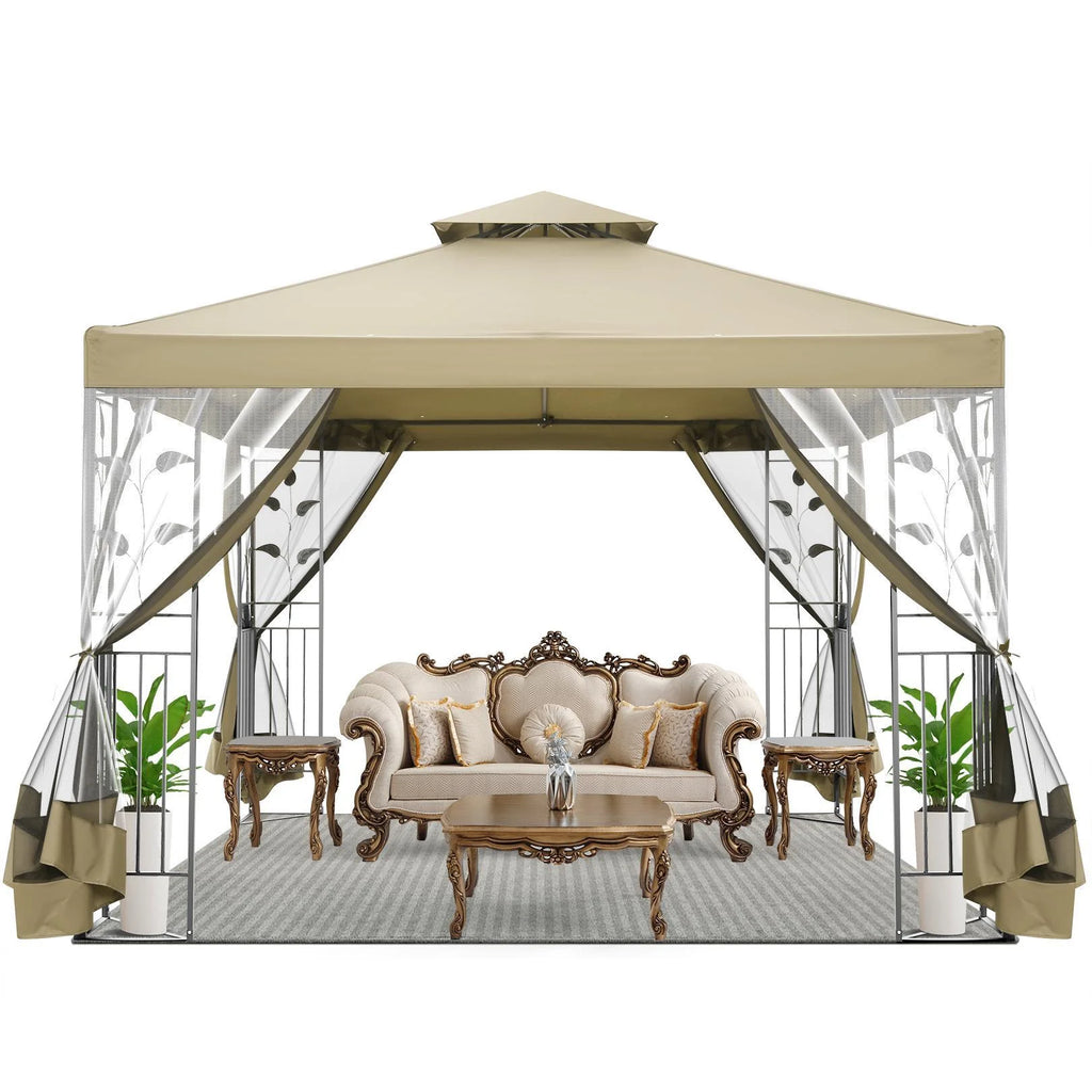 Outdoor Gazebo Canopy with 4 Detachable Mosquito Nets O248